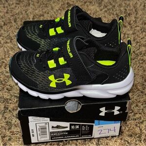 Under Armour BPS Assert 9 AC Boys Sneakers Size 10.5 Black Green 3024635-006